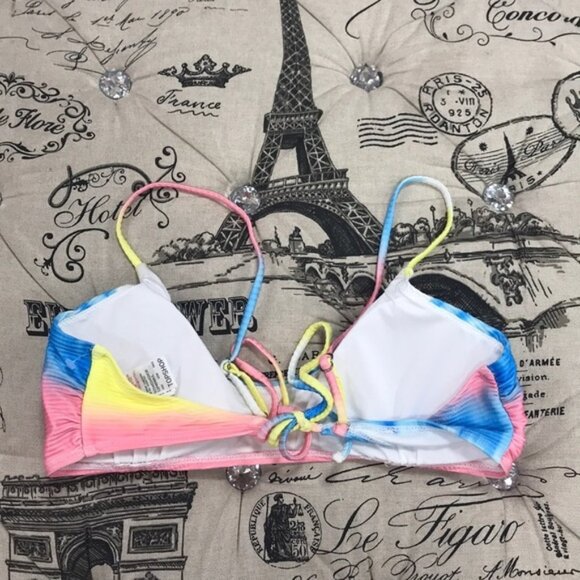 TOPSHOP Tie Dye Ribbed Crop Bikini Top - Picture 5 of 6